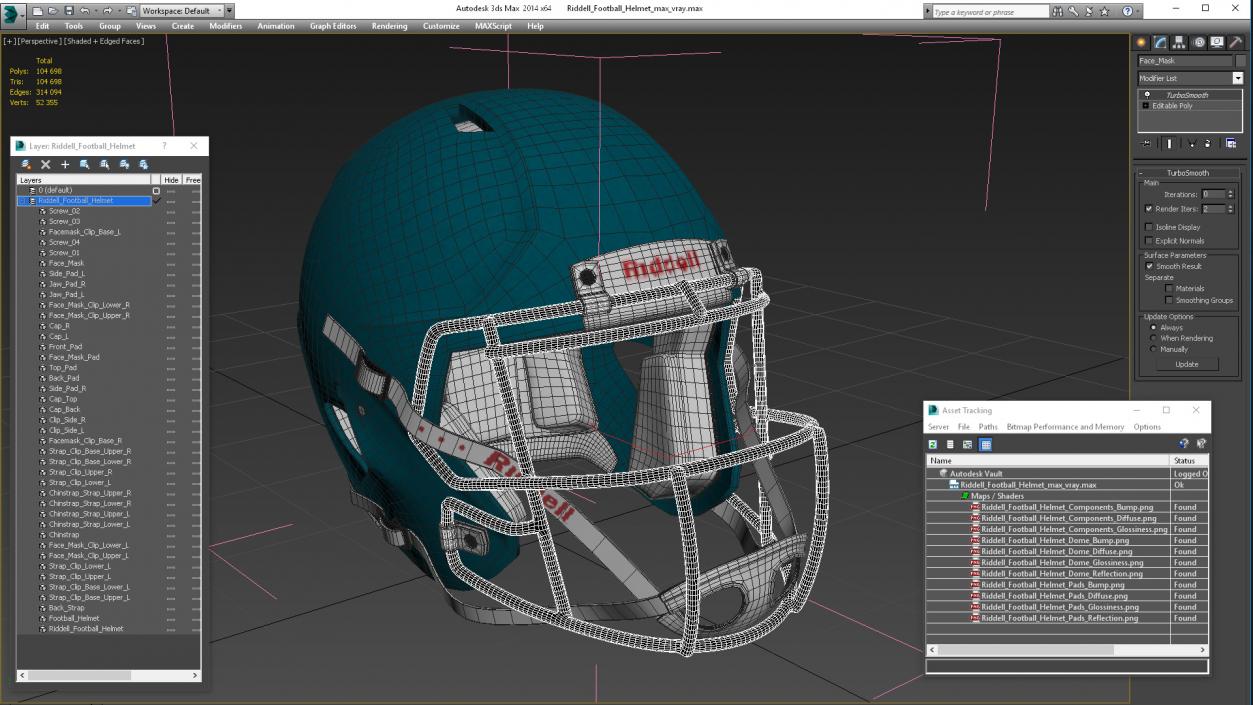 3D Riddell Football Helmet model