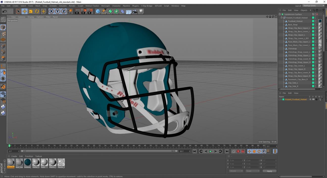 3D Riddell Football Helmet model