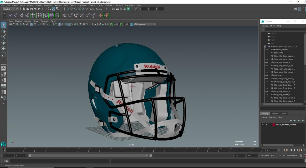 3D Riddell Football Helmet model