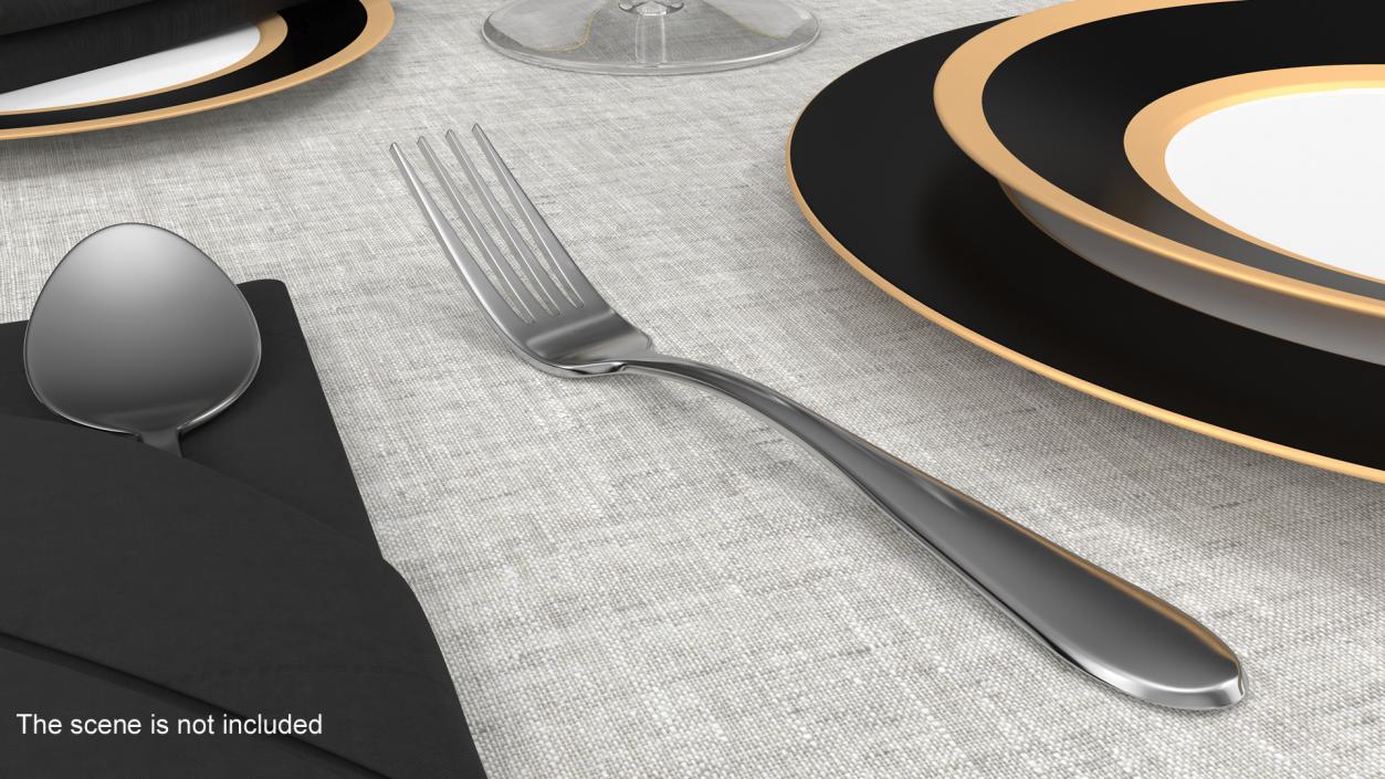 Silver Dessert Fork 3D model