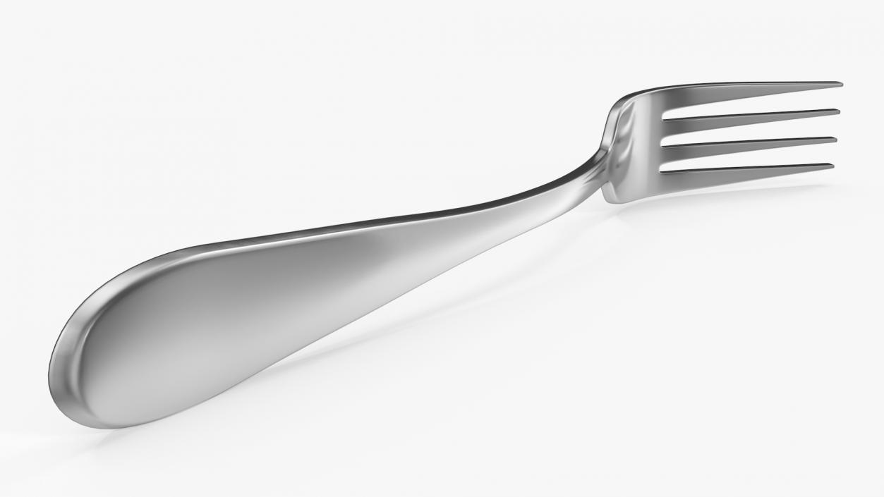 Silver Dessert Fork 3D model