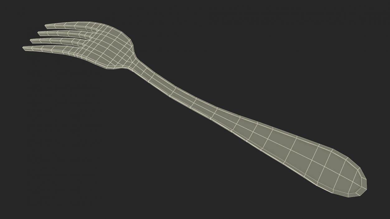 Silver Dessert Fork 3D model