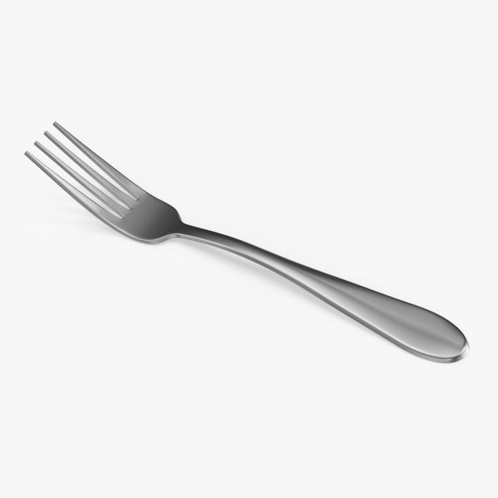 Silver Dessert Fork 3D model