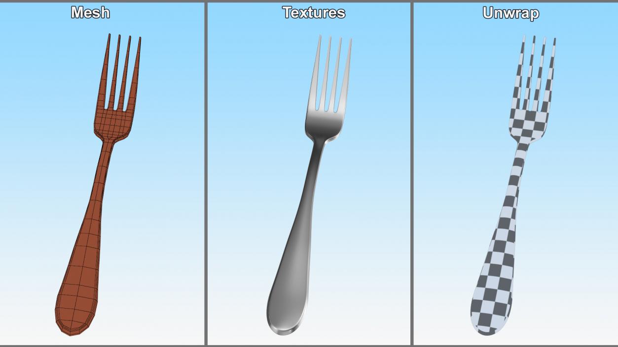 Silver Dessert Fork 3D model