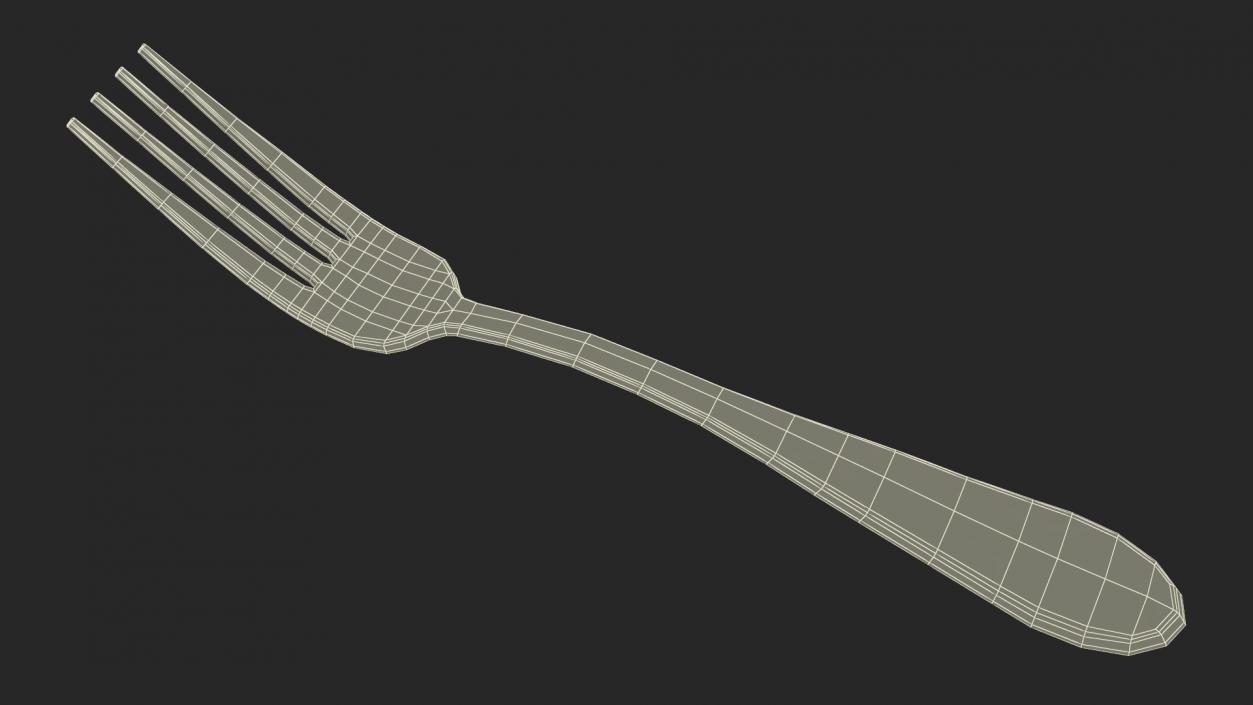 Silver Dessert Fork 3D model