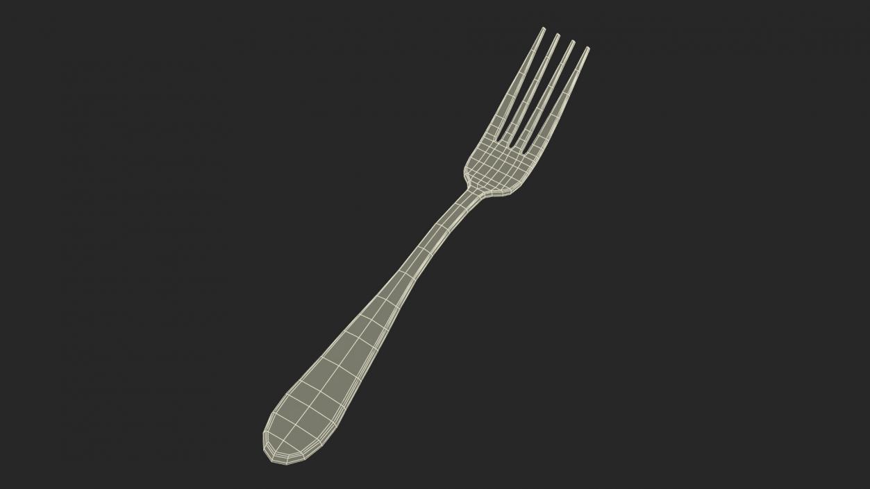 Silver Dessert Fork 3D model