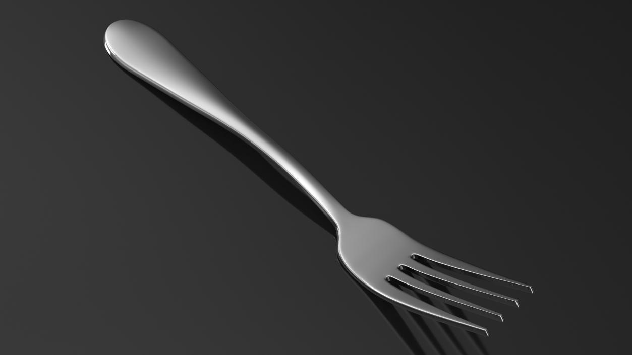 Silver Dessert Fork 3D model