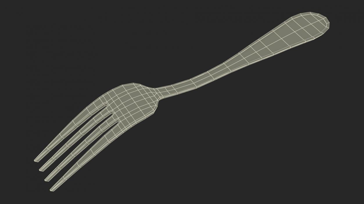 Silver Dessert Fork 3D model