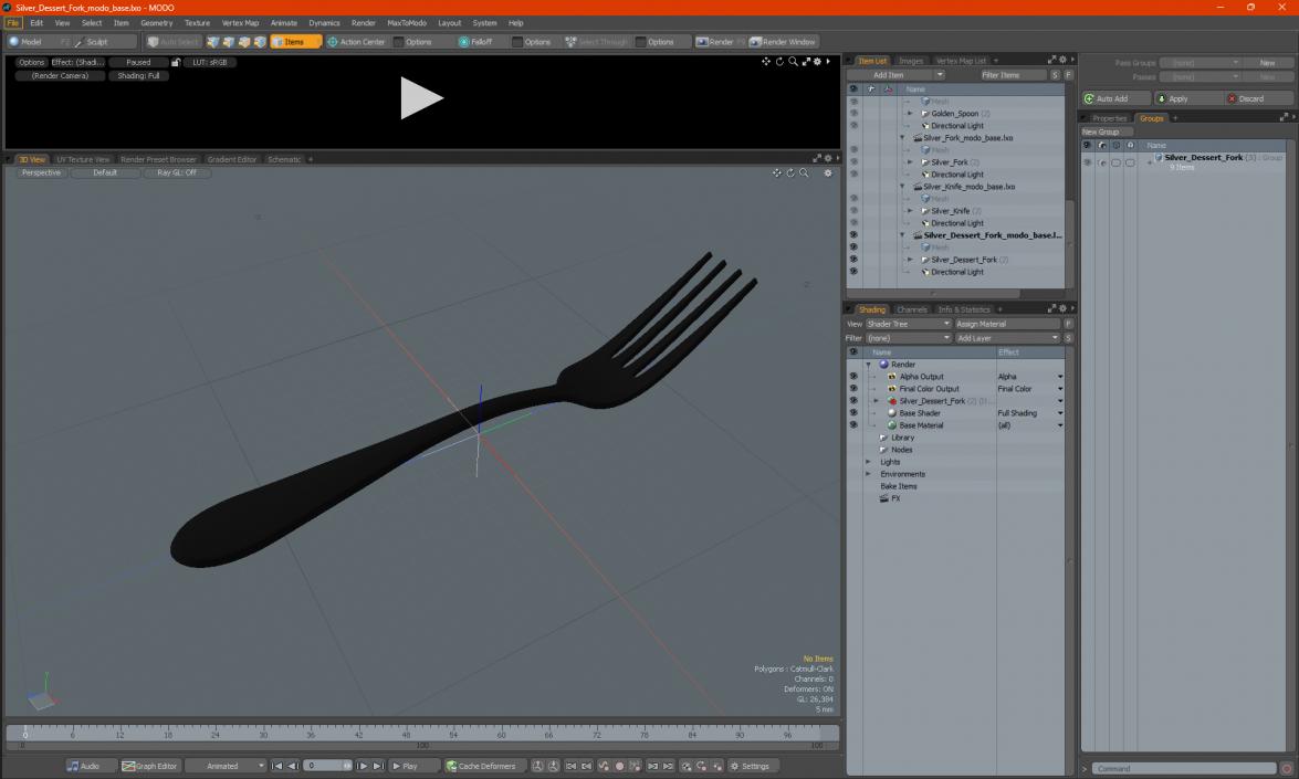 Silver Dessert Fork 3D model