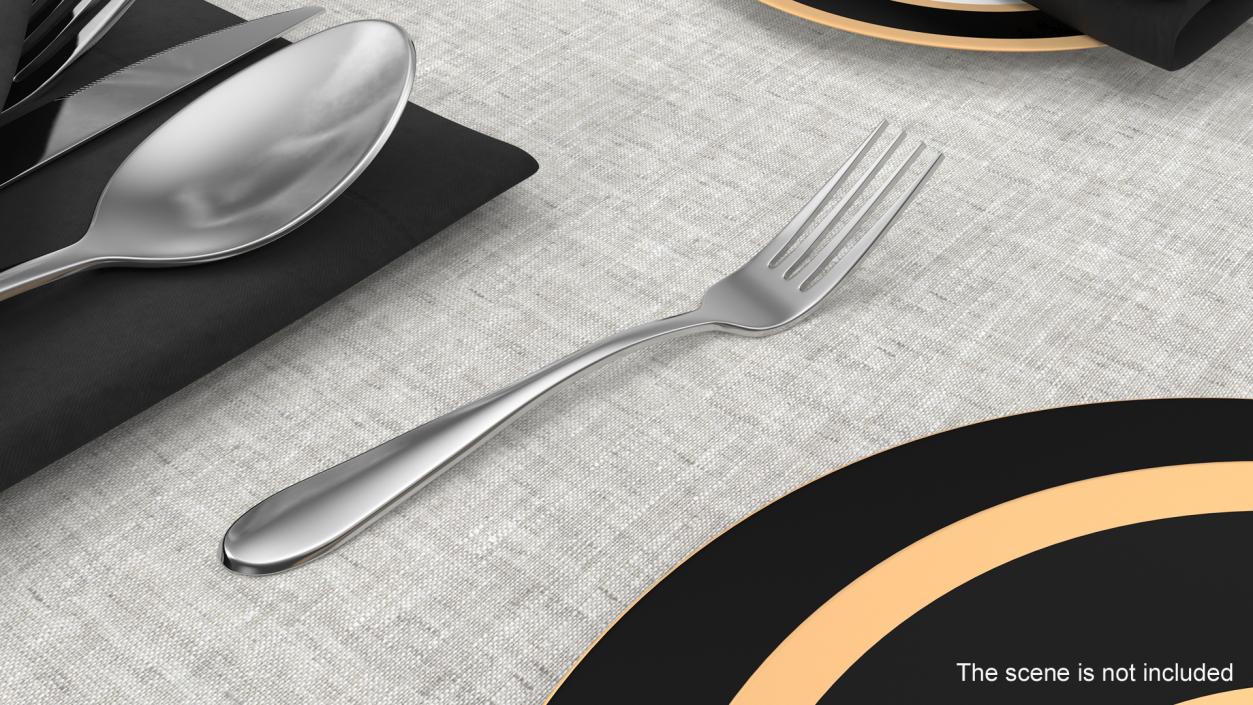 Silver Dessert Fork 3D model