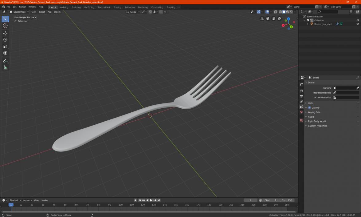 Silver Dessert Fork 3D model