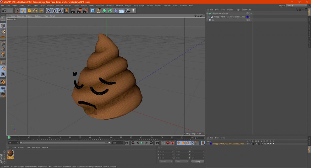 Disappointed Face Poop Emoji Smile 3D model