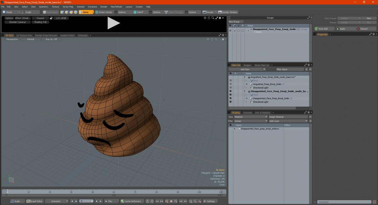 Disappointed Face Poop Emoji Smile 3D model