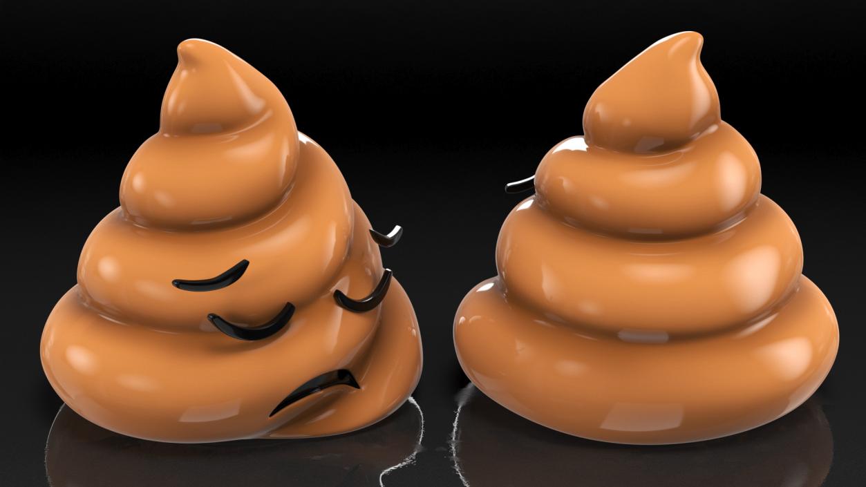 Disappointed Face Poop Emoji Smile 3D model