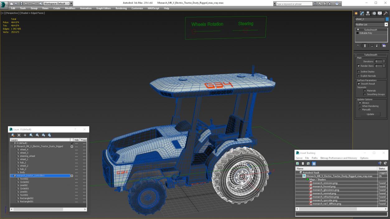 Monarch MK V Electric Tractor Dusty Rigged 3D