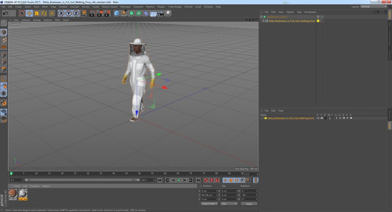 3D model Male Beekeeper in Full Suit Walking Pose