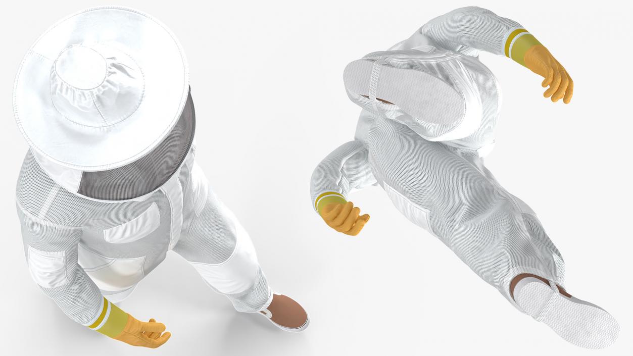 3D model Male Beekeeper in Full Suit Walking Pose