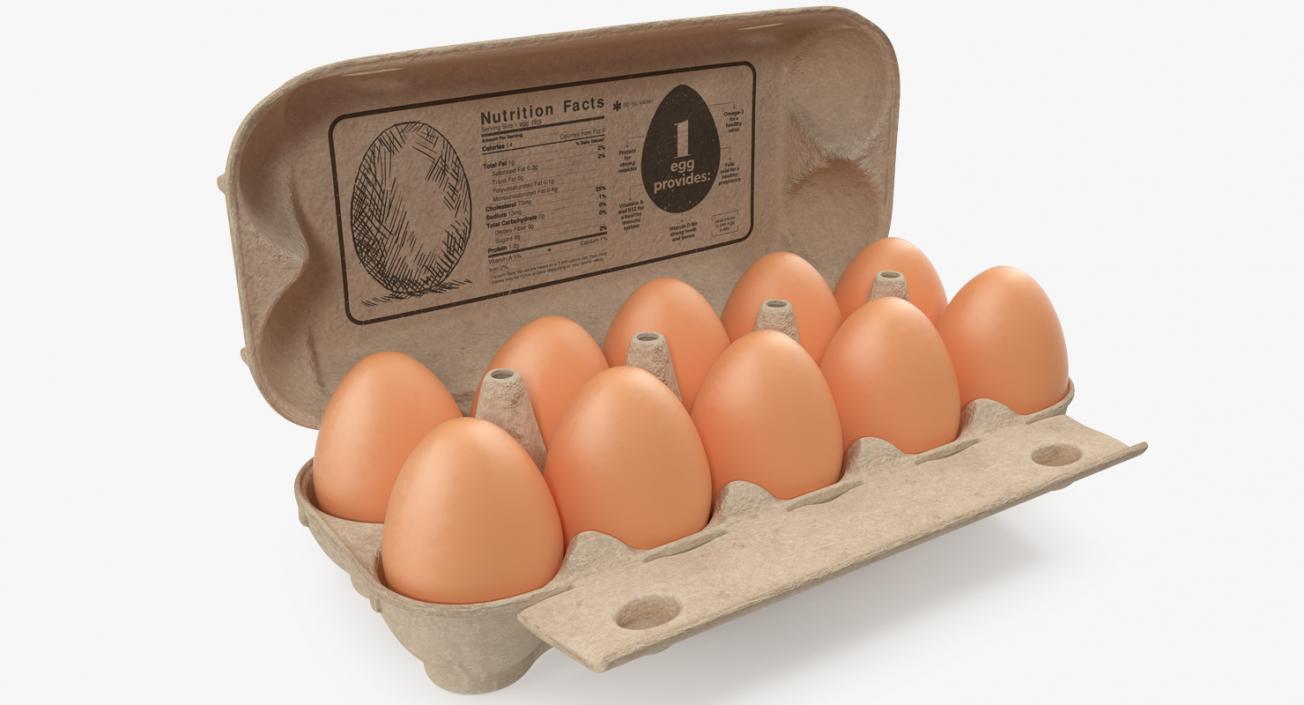 Eggs in Open Carton Package 3D