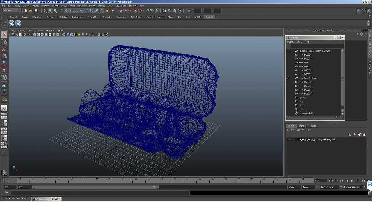 Eggs in Open Carton Package 3D