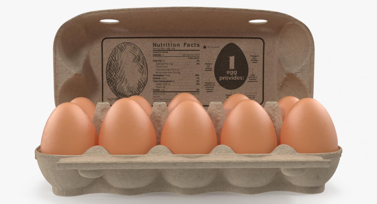 Eggs in Open Carton Package 3D