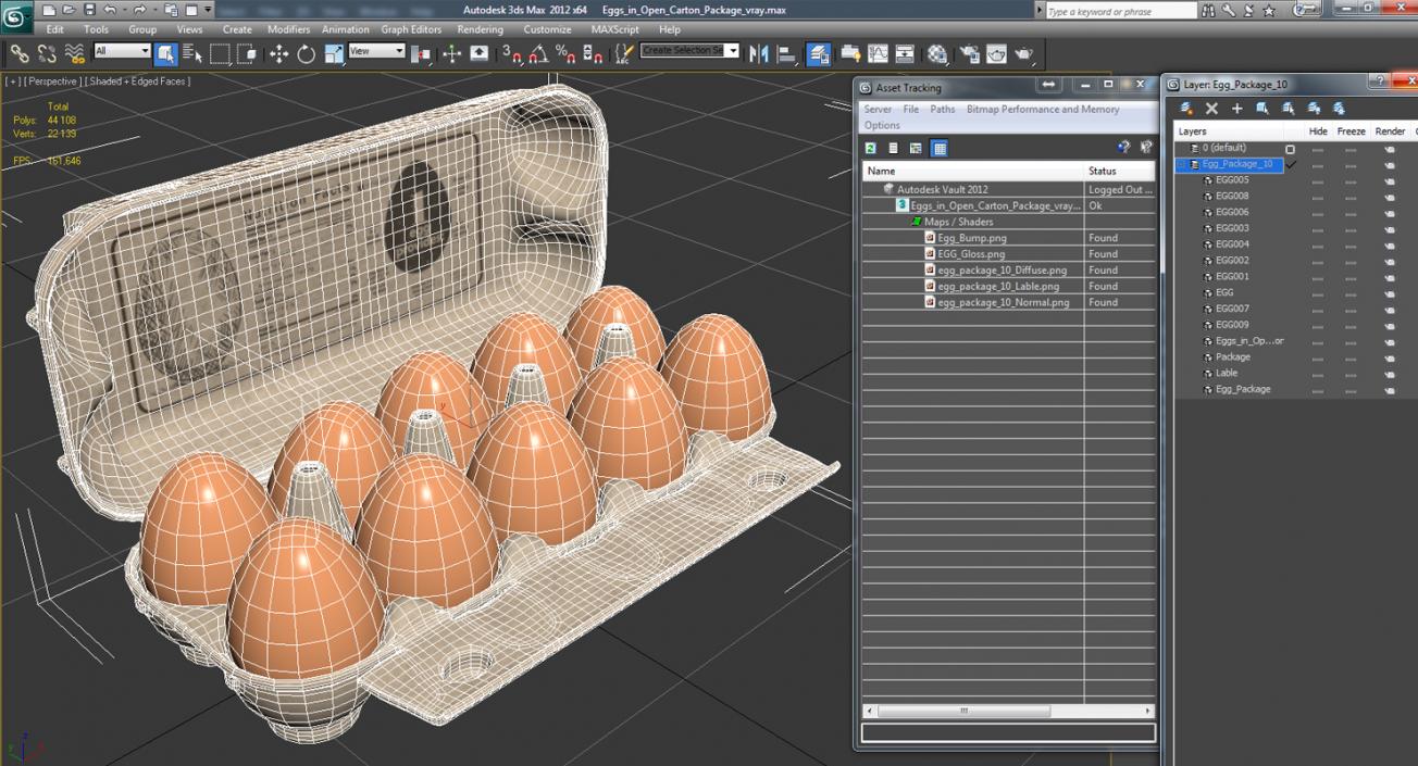 Eggs in Open Carton Package 3D