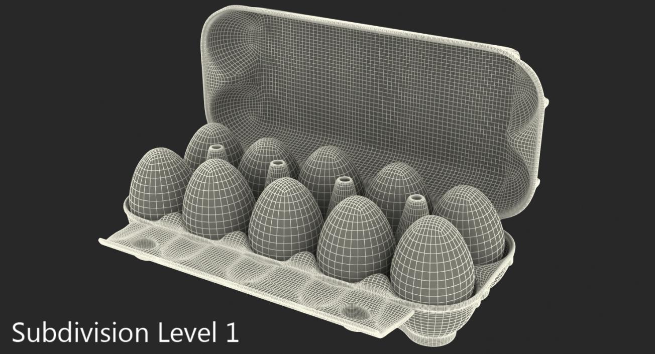 Eggs in Open Carton Package 3D