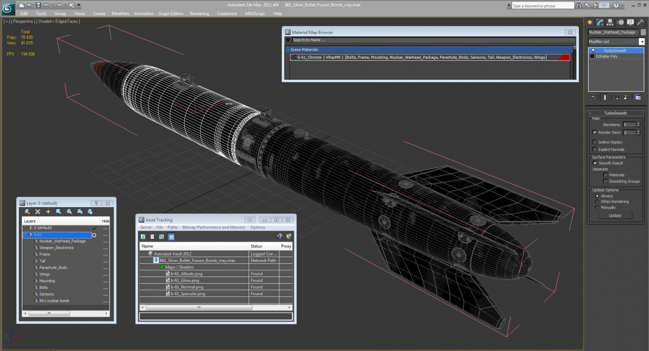 B61 Silver Bullet Fusion Bomb 3D model