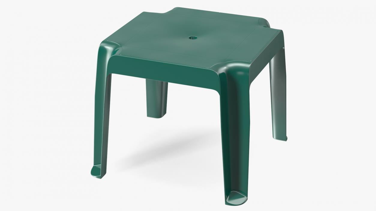 Plastic Square Patio Side Table Green 3D