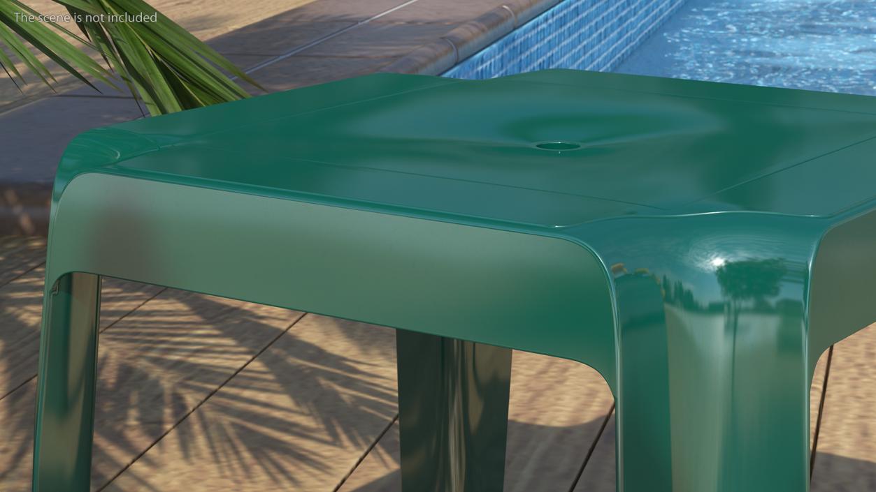 Plastic Square Patio Side Table Green 3D