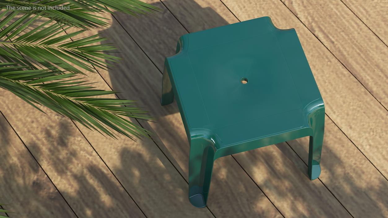 Plastic Square Patio Side Table Green 3D