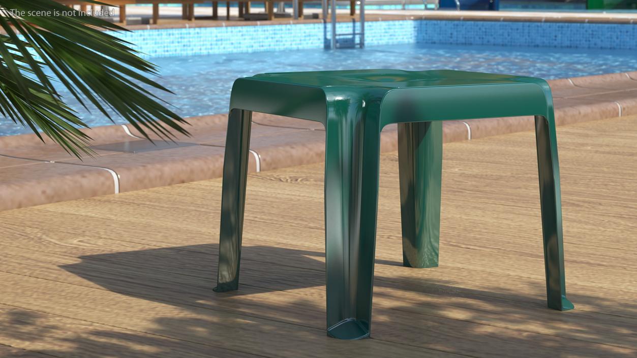 Plastic Square Patio Side Table Green 3D