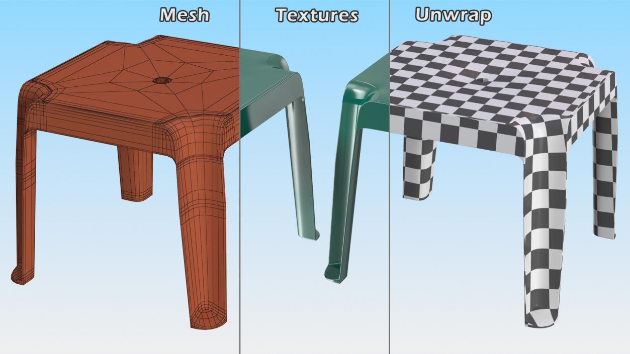 Plastic Square Patio Side Table Green 3D