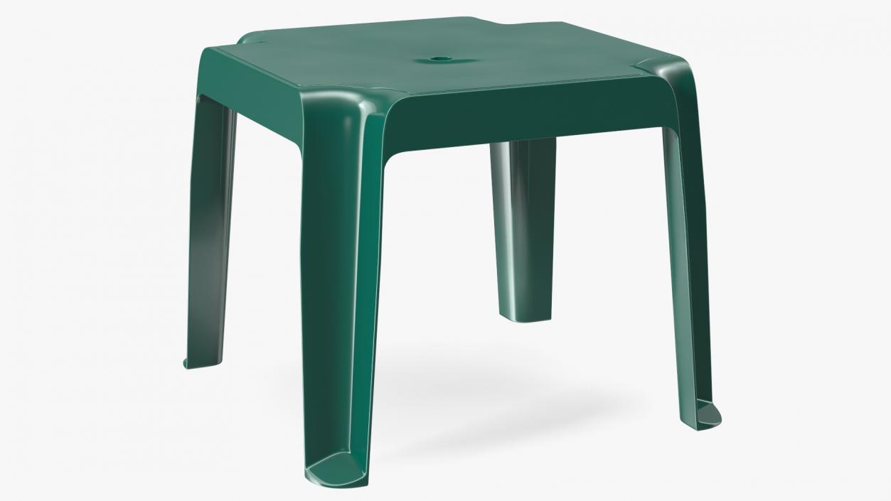 Plastic Square Patio Side Table Green 3D