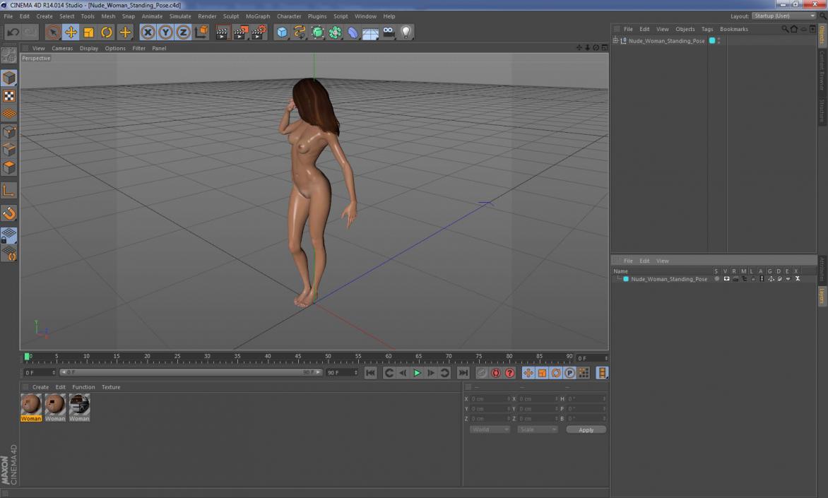 3D Nude Woman Standing Pose 2