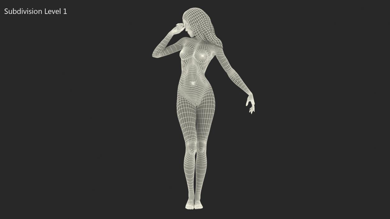 3D Nude Woman Standing Pose 2