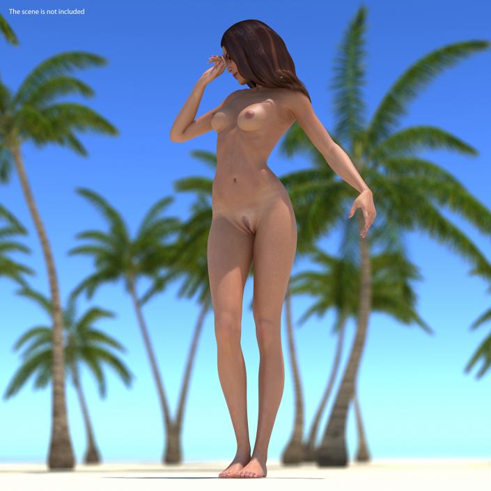 3D Nude Woman Standing Pose 2