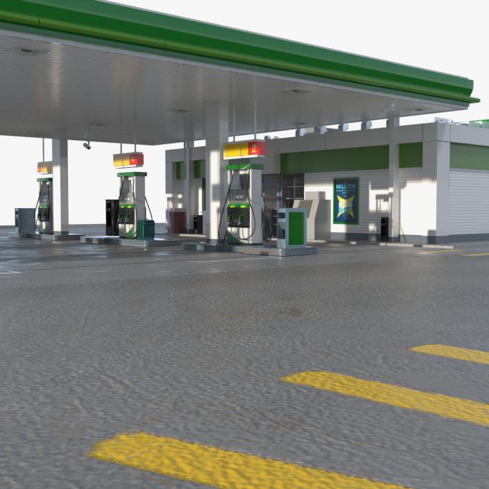 Large Filling Station Green 3D