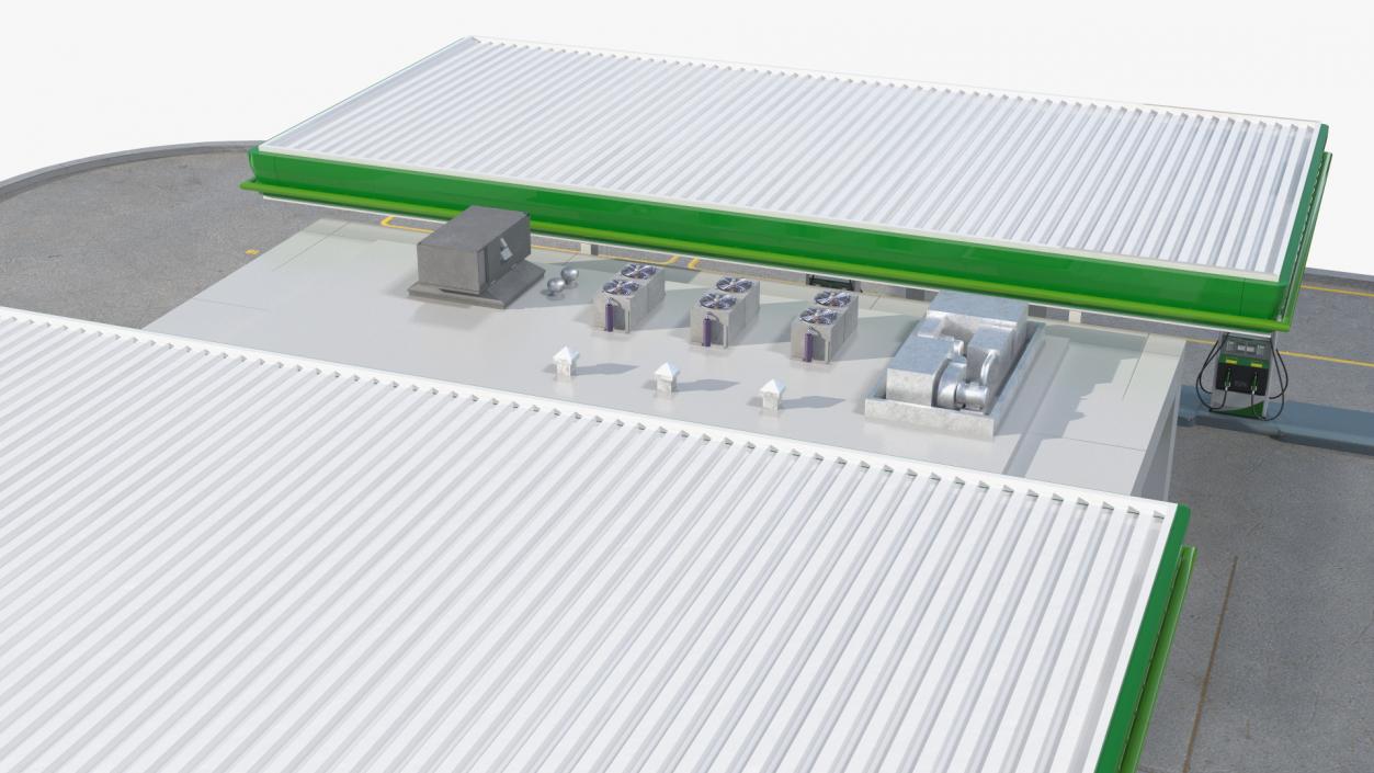 Large Filling Station Green 3D