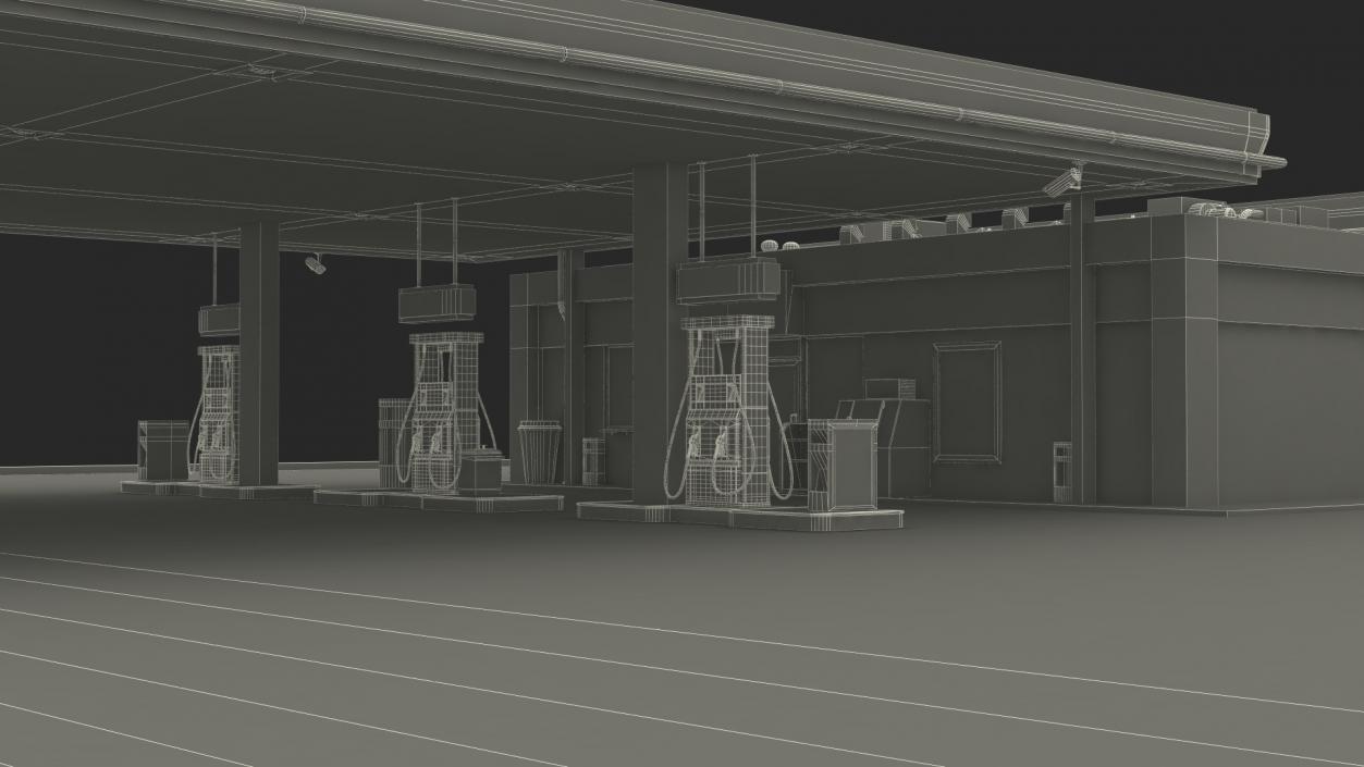 Large Filling Station Green 3D