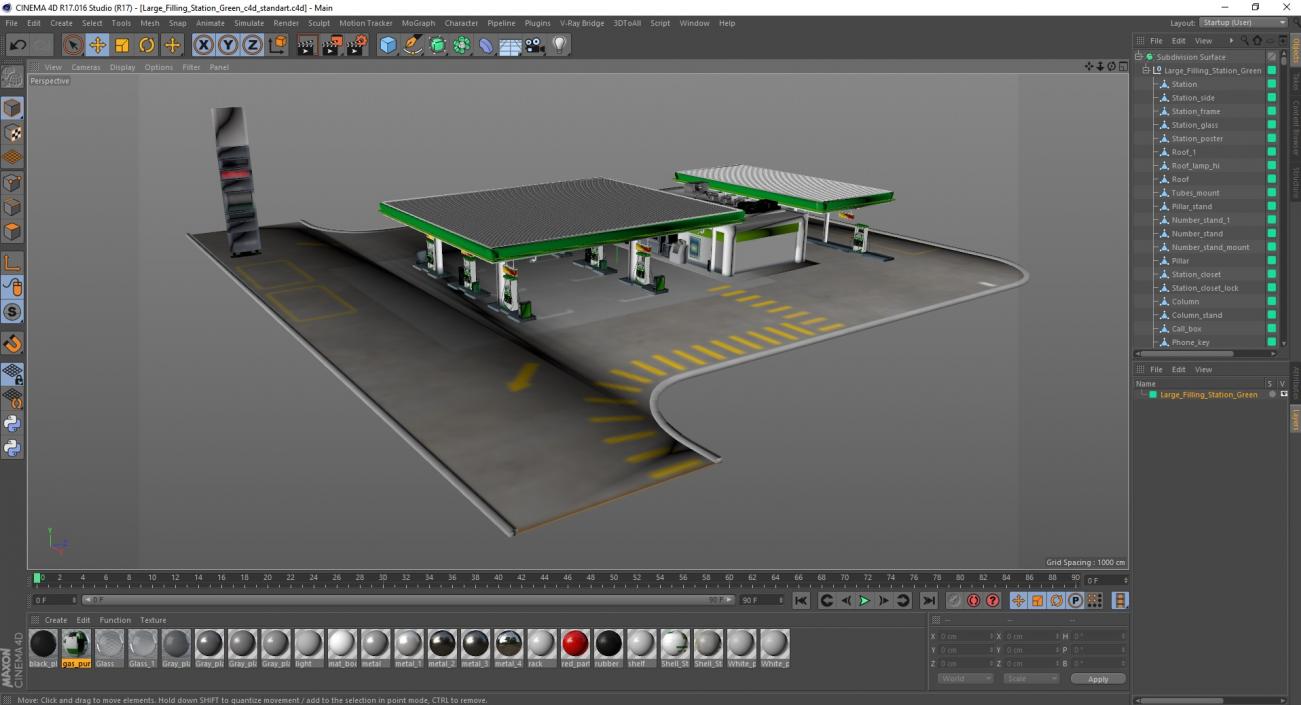 Large Filling Station Green 3D