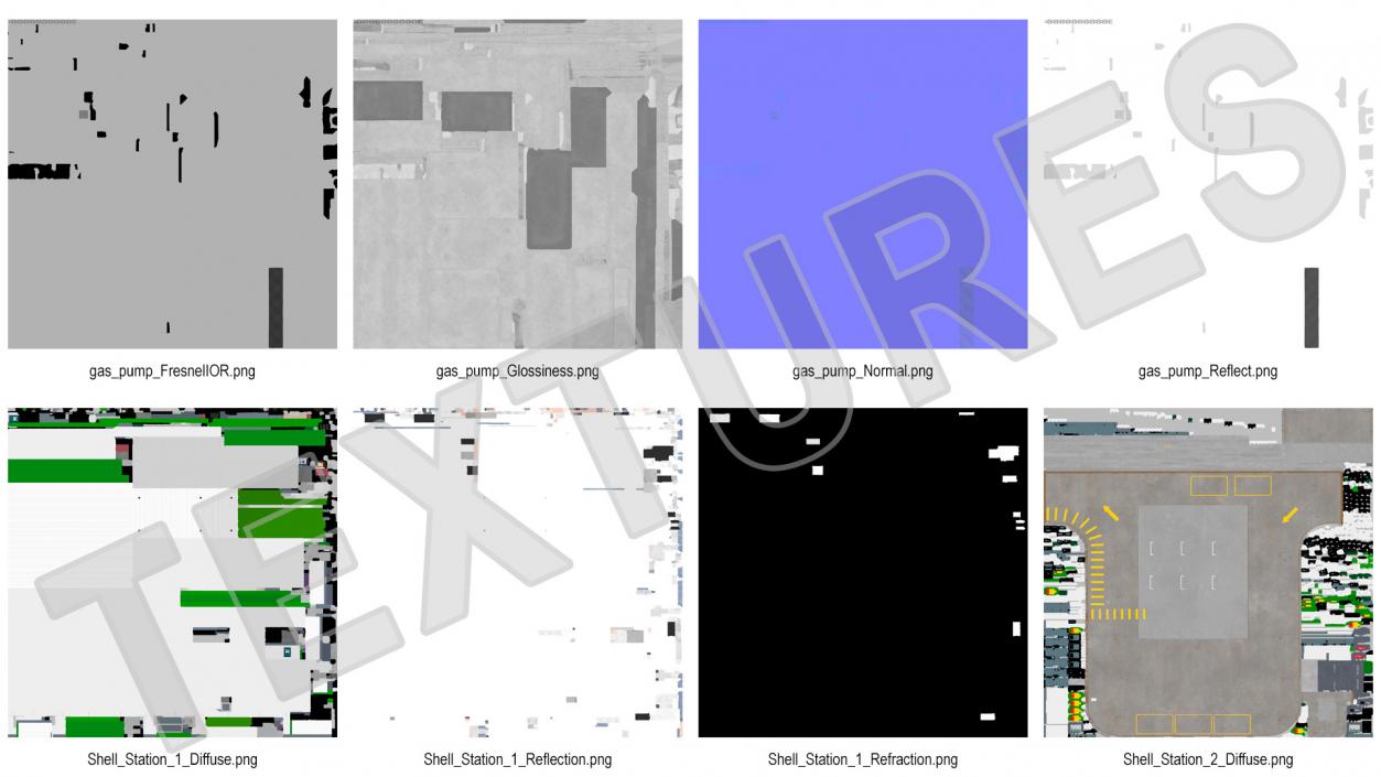 Large Filling Station Green 3D