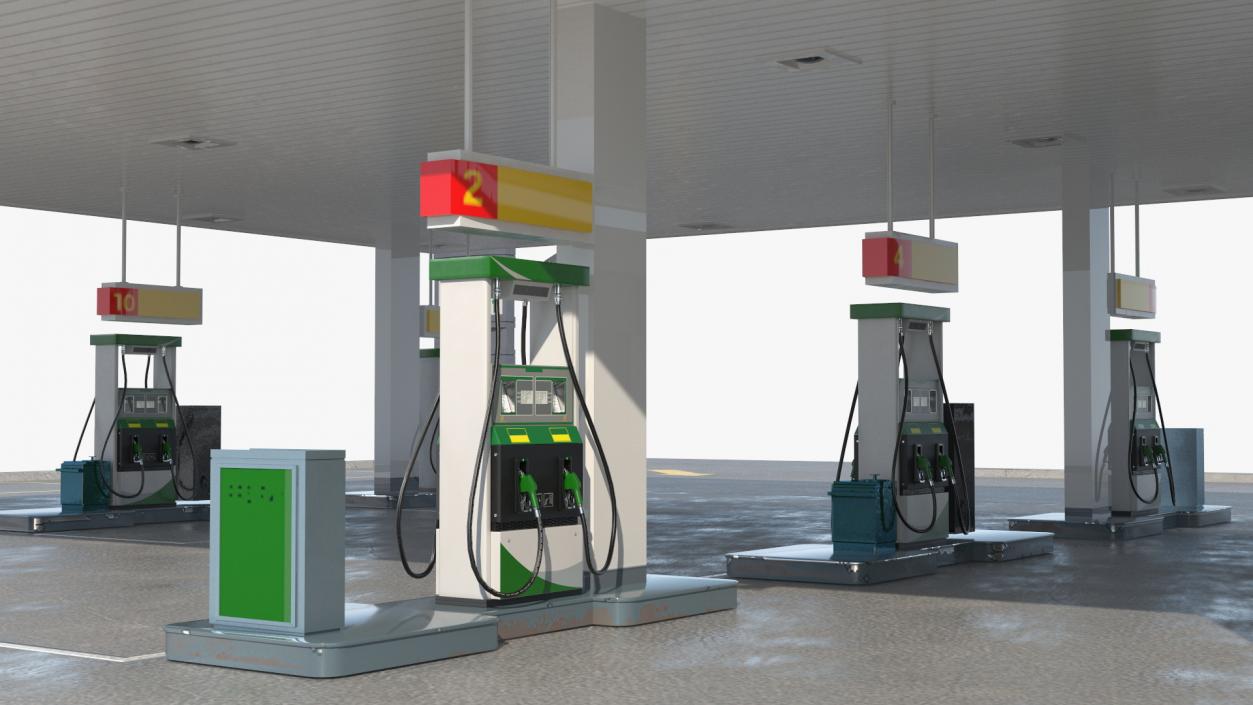 Large Filling Station Green 3D