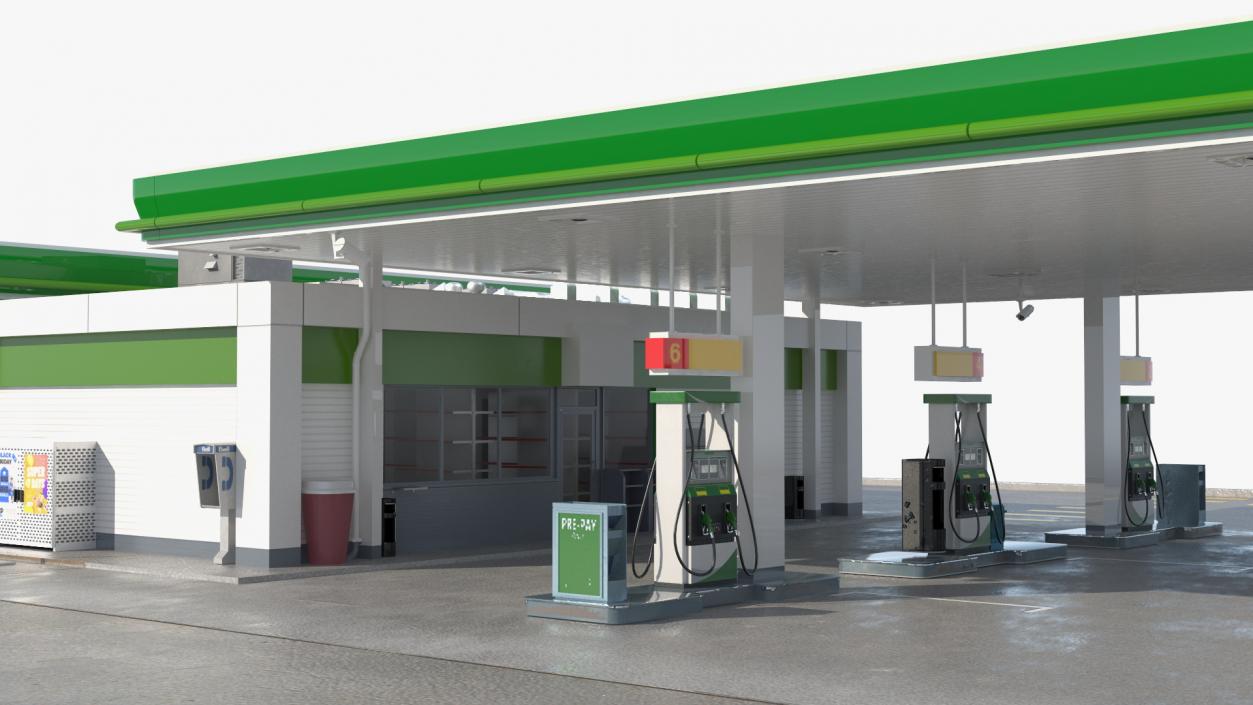 Large Filling Station Green 3D