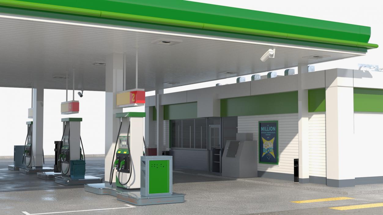 Large Filling Station Green 3D