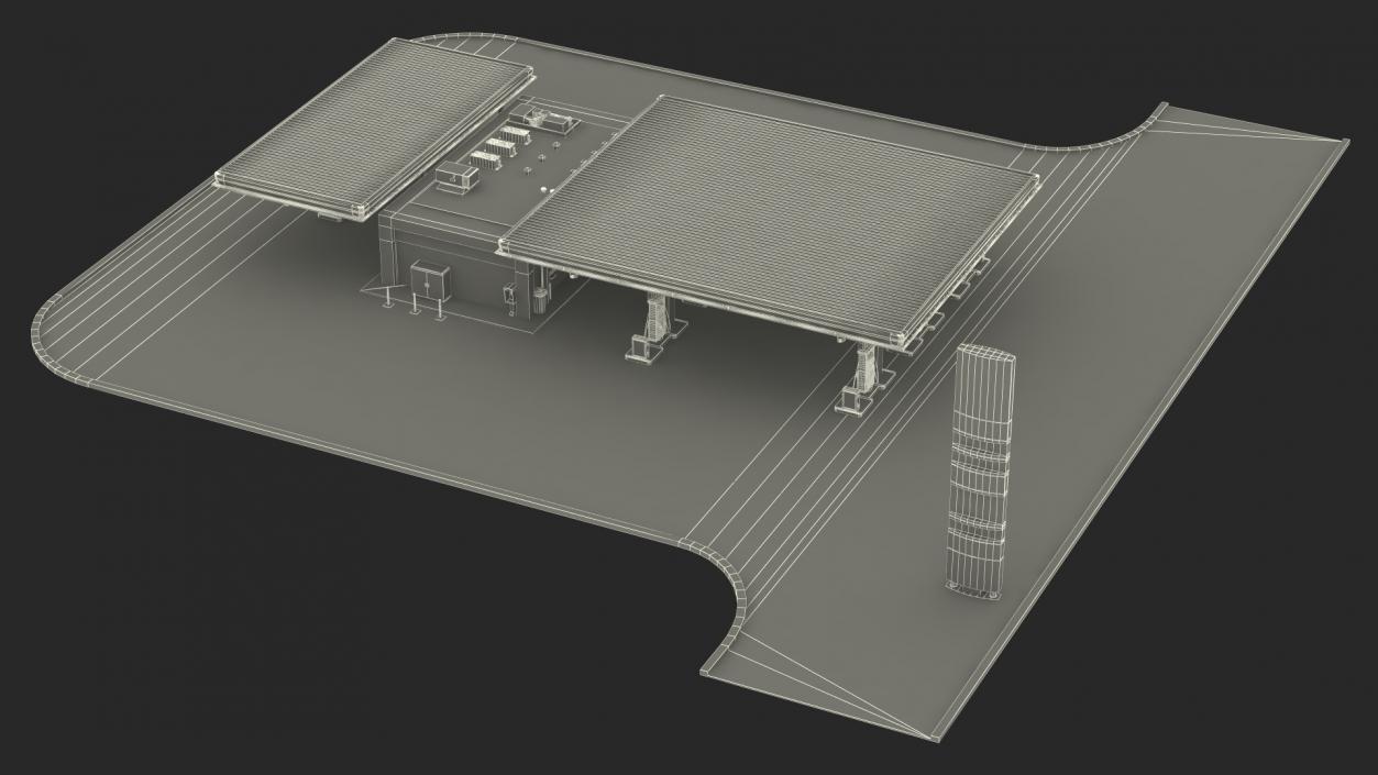 Large Filling Station Green 3D