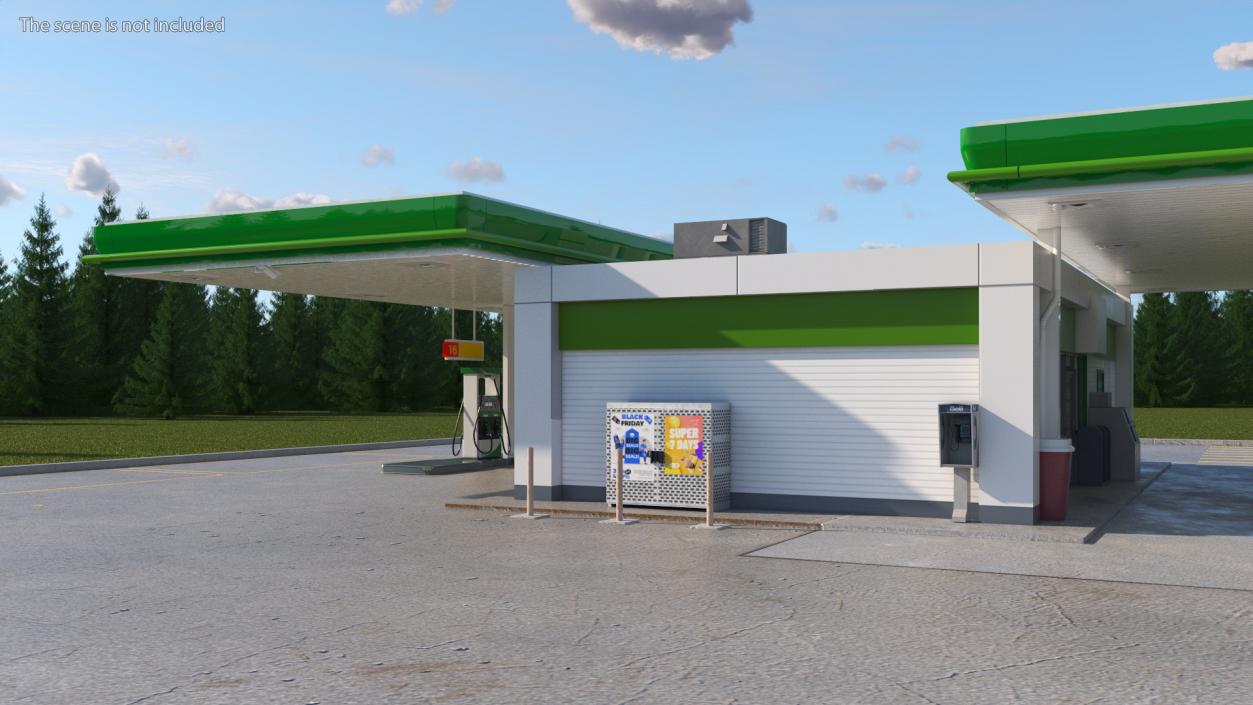 Large Filling Station Green 3D