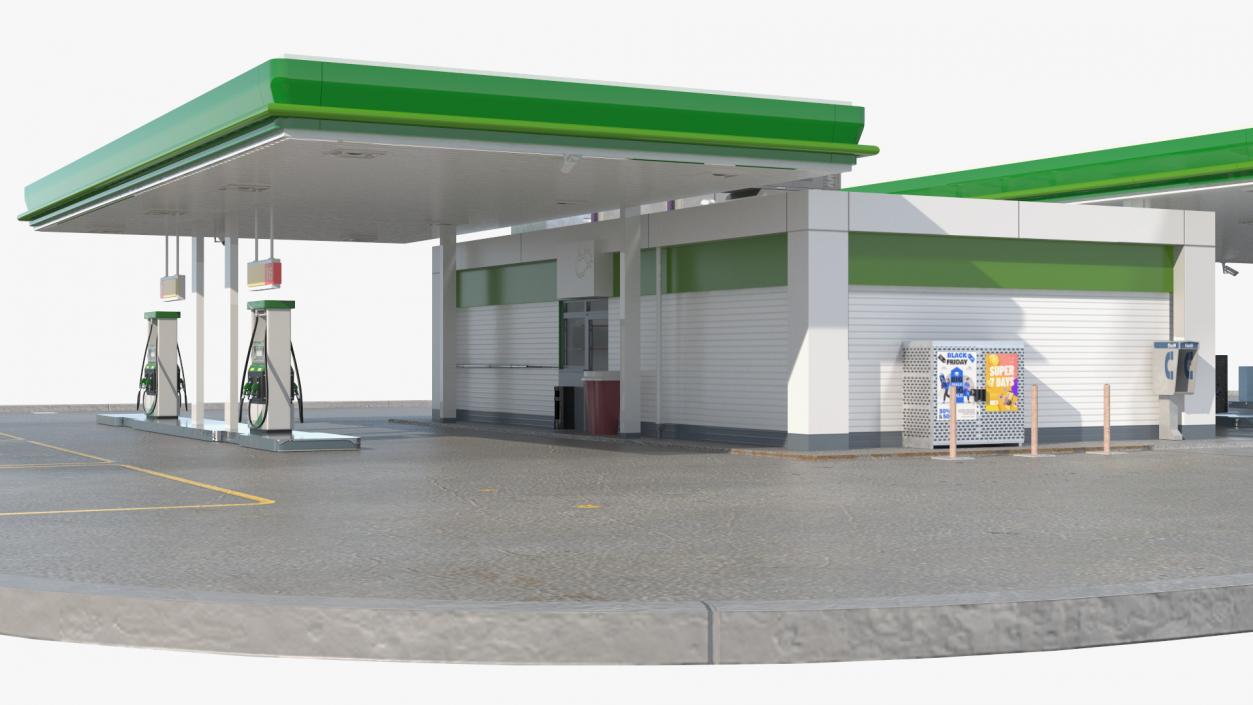 Large Filling Station Green 3D