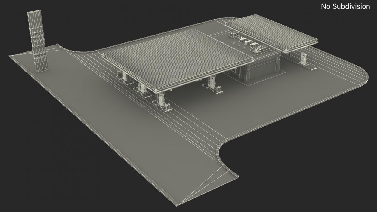 Large Filling Station Green 3D