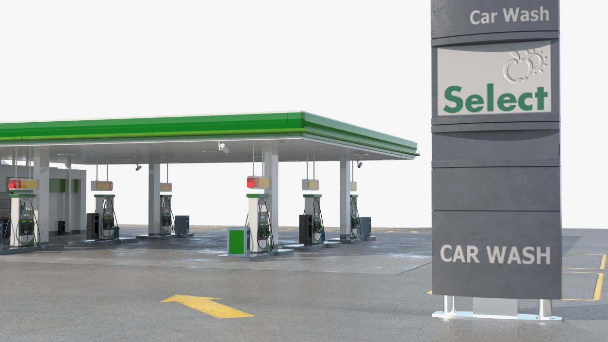 Large Filling Station Green 3D