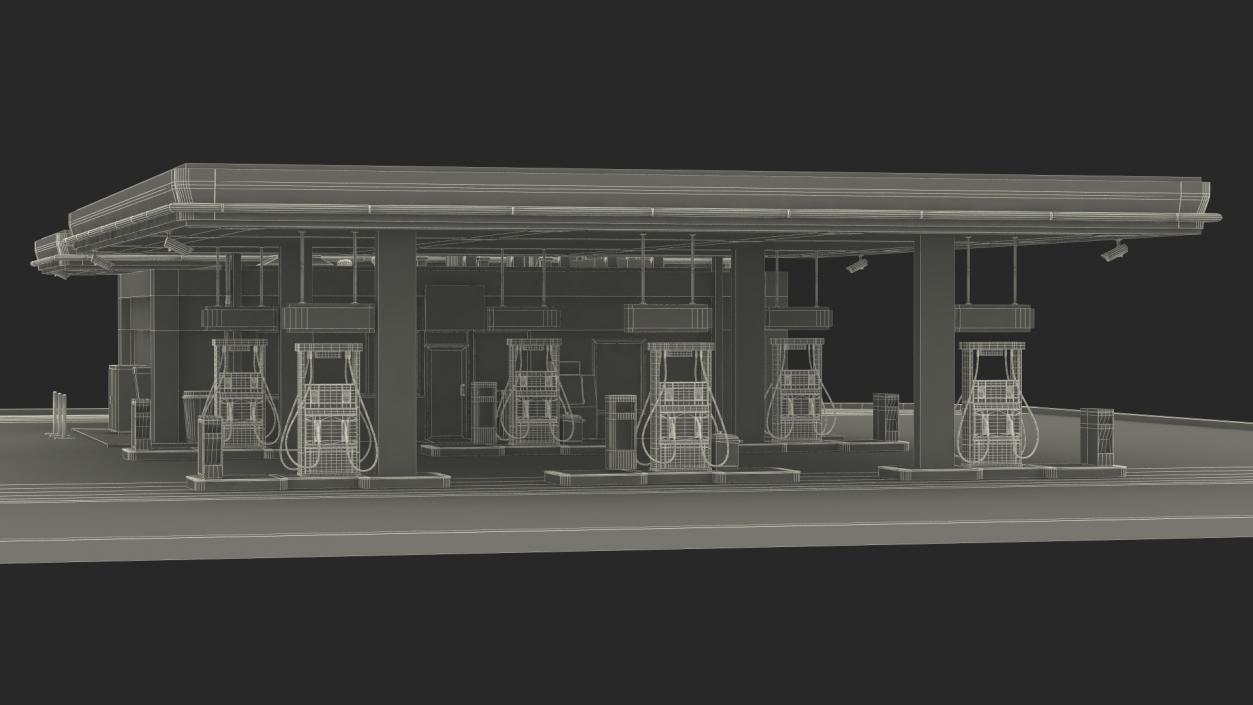 Large Filling Station Green 3D